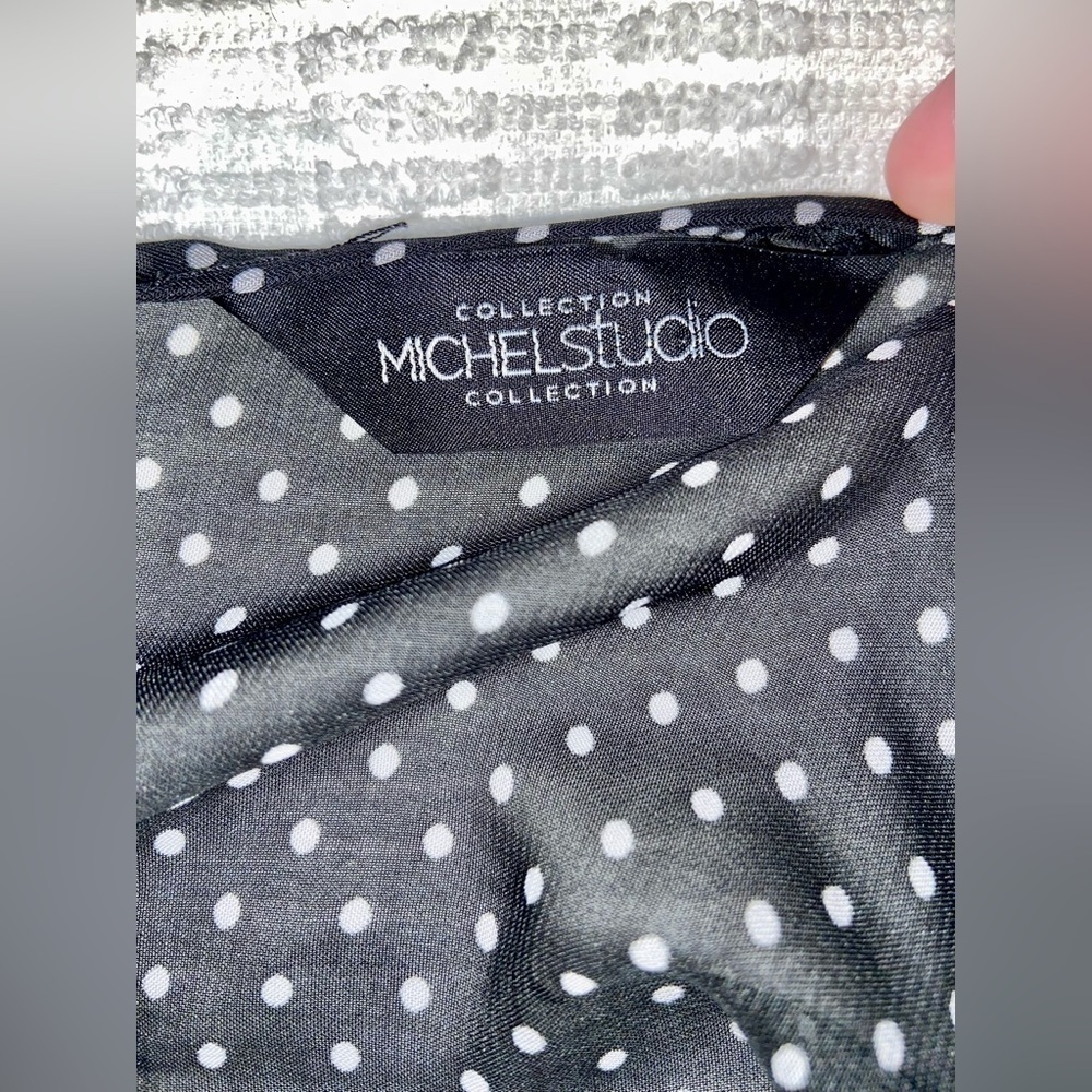 Michel Studio polka dots sheer sleeveless lightweight cardigan/vest size 24 - Picture 2 of 7